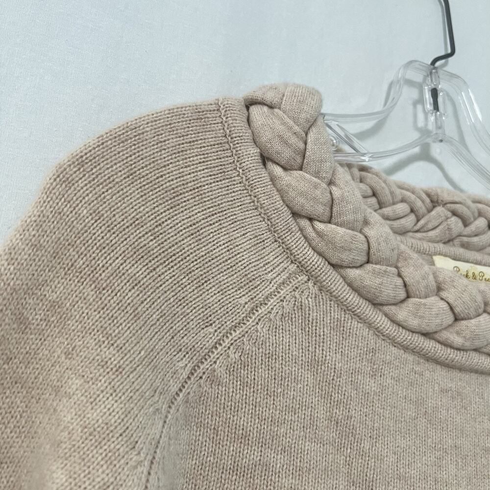 Peck & Peck Wool Cashmere Knit Pullover Sweater Medium Braided Neck Cream Luxe - Picture 3 of 10